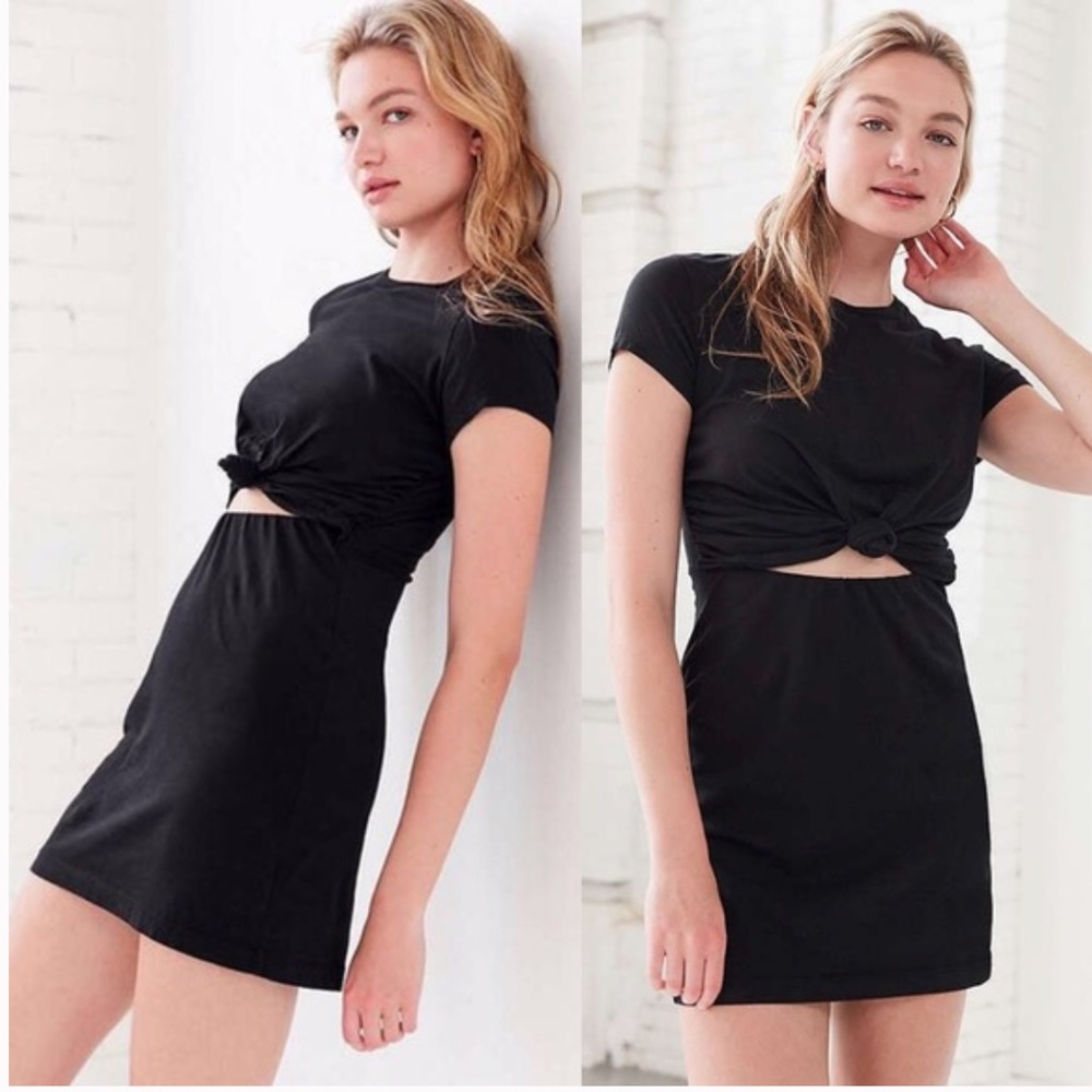 Silence and Noise Cut out Tie Dress Black Size S